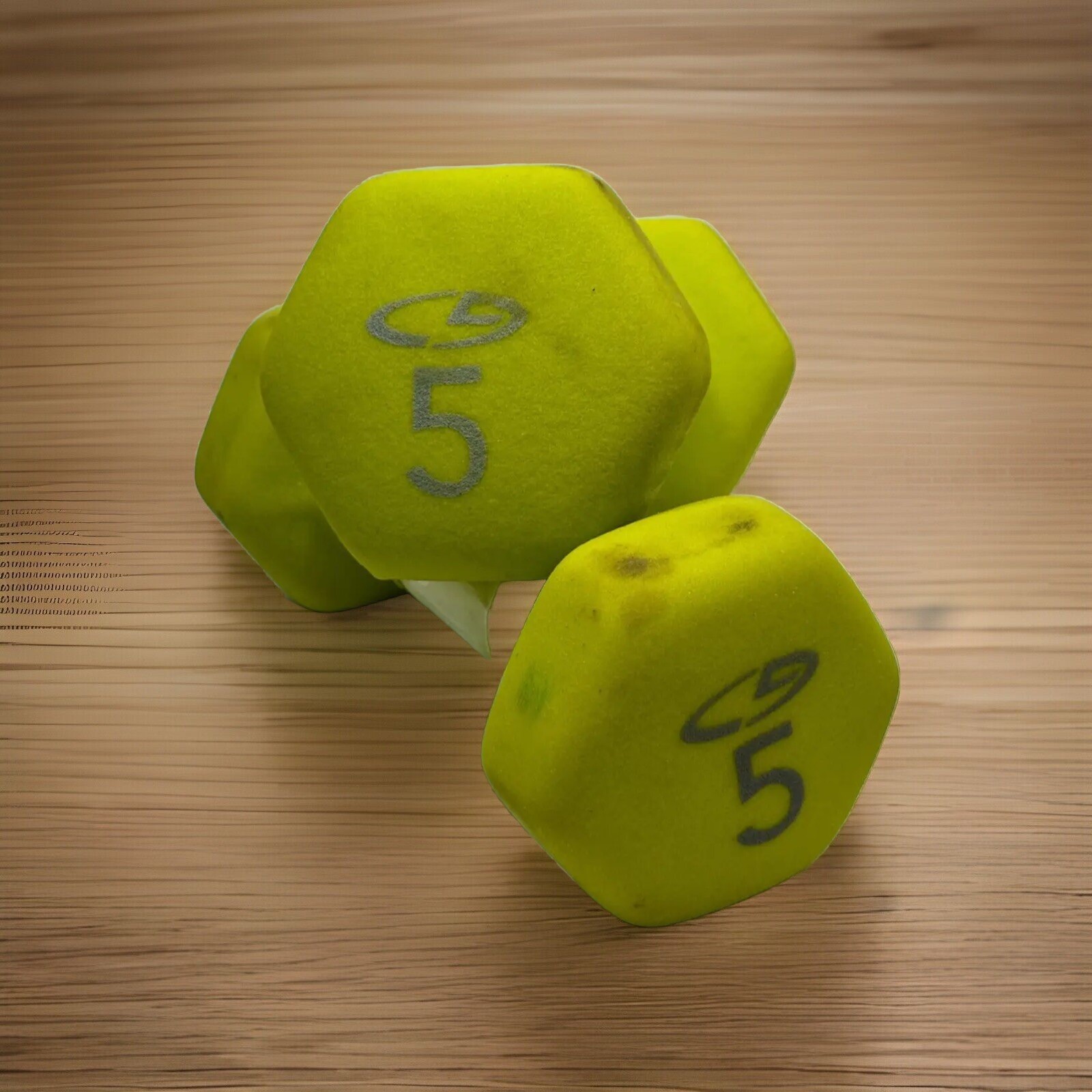 (2) 5 Pound Neoprene Hex Dumbbell Hand Weights Workout Strength 10 lb Total