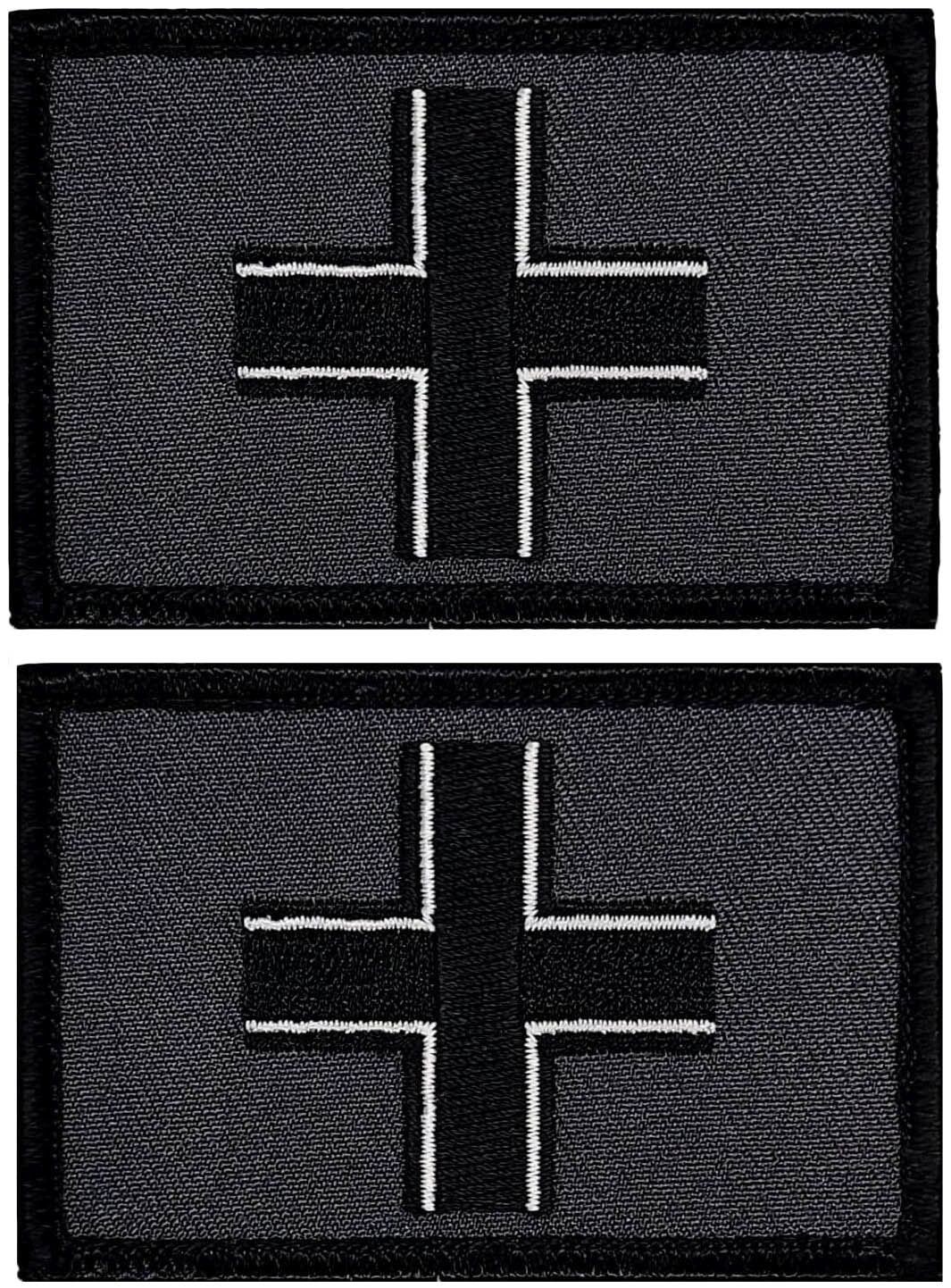 WWII Iron Cross Embroidered Morale Patch  | 2PC Bundle 3"X 2" Inch -HOOK BACKING