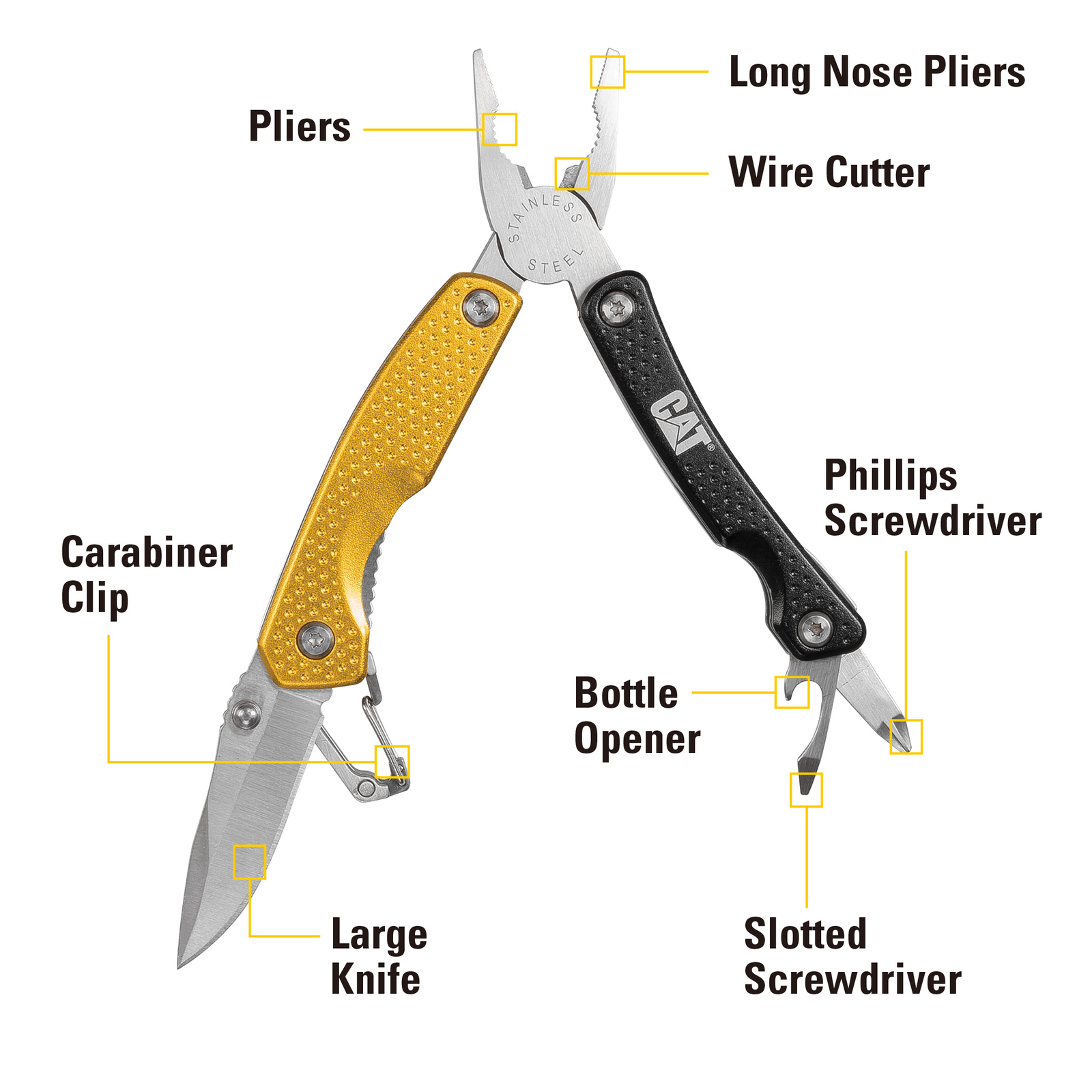 Cat 8-in-1 Black and Yellow Multi-Tool - 980028