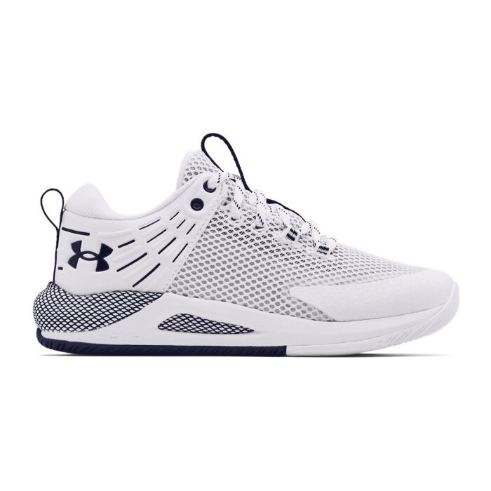 Women Under Armour HOVR Block City Volleyball Shoes White Navy Blue 3023709 100
