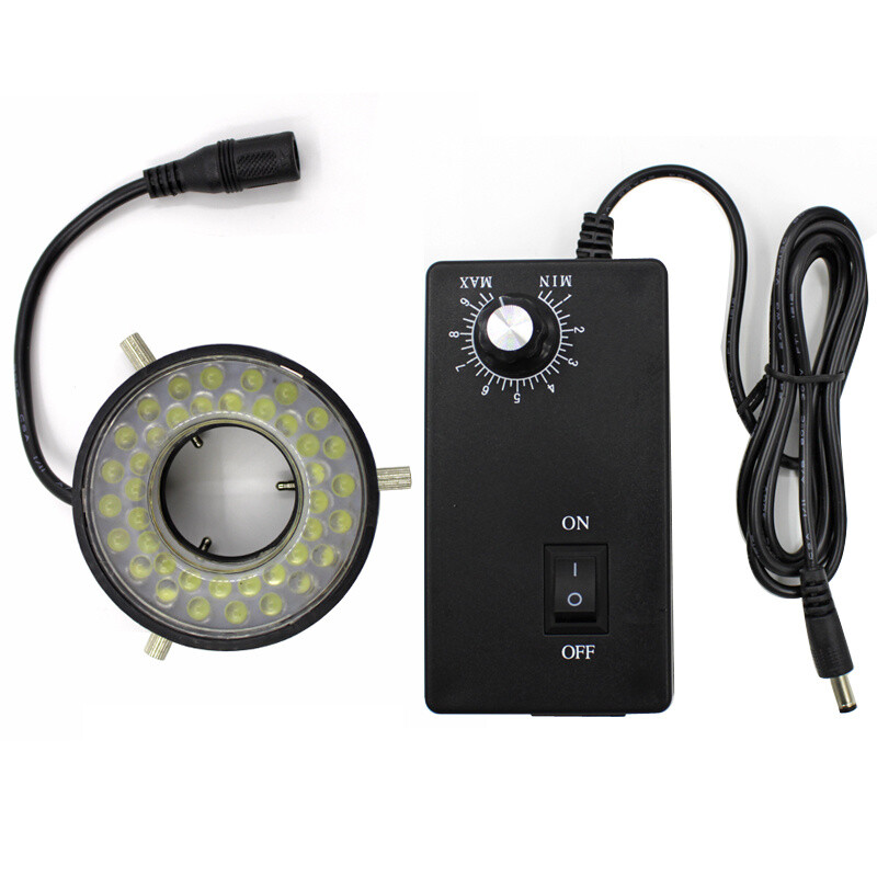 Microscope Ring Light Lamp Adjustable Inner 27/47mm with 40 LED White Brightness