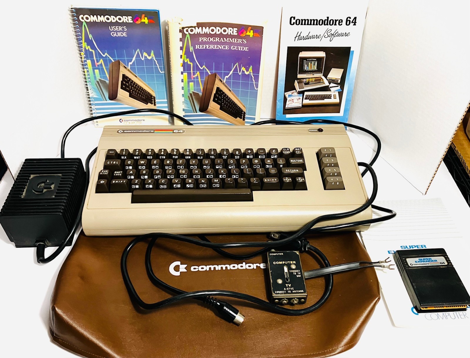Vintage Commodore 64C Personal Computer w/Power Supply and Manuals - Turns On