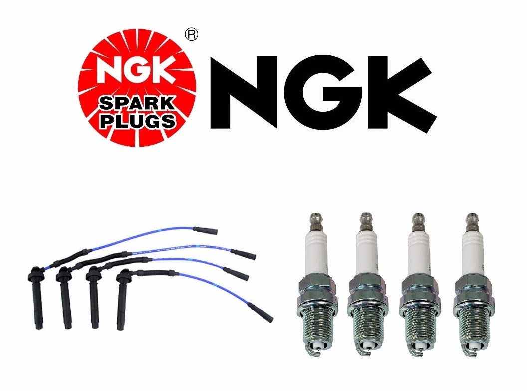 NGK Set of 4 Platinum Spark Plugs & Ignition Wires 7MM For Forester Impreza Baja