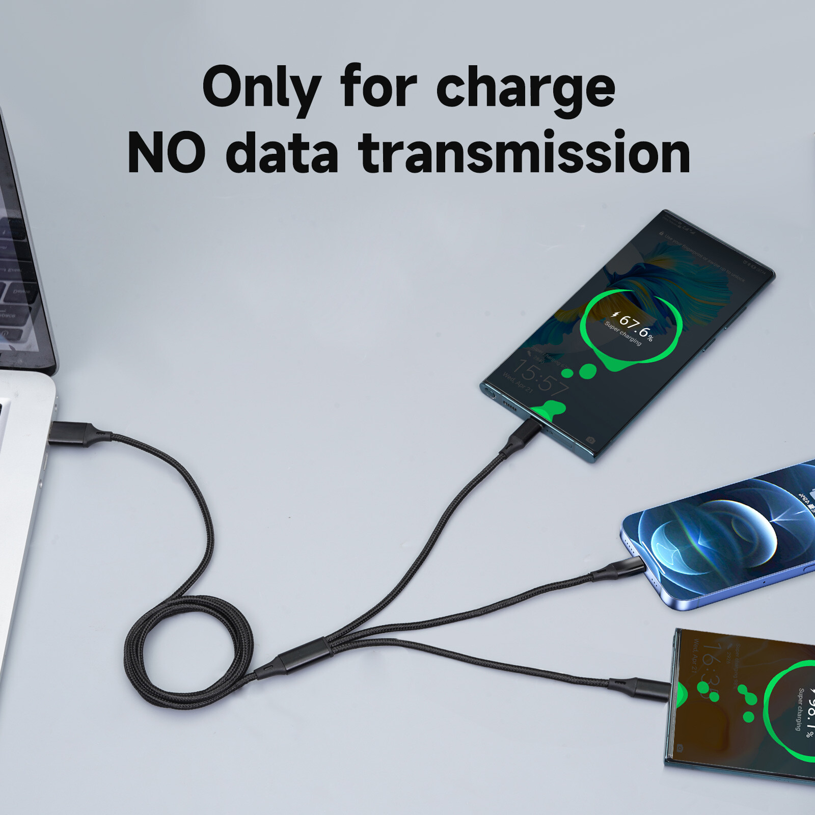 3A Fast USB Charging Cable Universal 3 in 1 Multi Function Cell Phone Charger