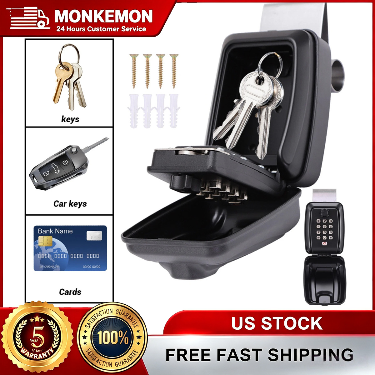 New! Upgrade SL-591 Car Window Lock Box for Turo, Car Key Lock Box Car Wind US