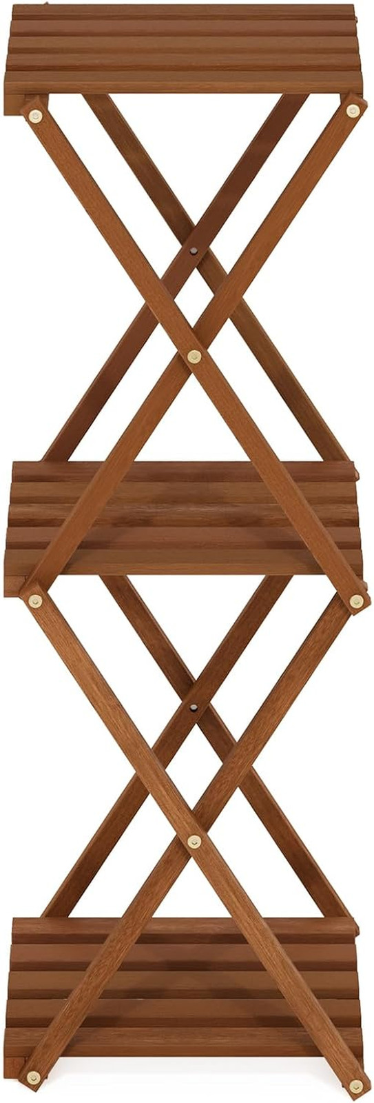 TIOMAN Patio Table, 3-Tier Outdoor Side Table, Toolless Multipurpose Folding Dis