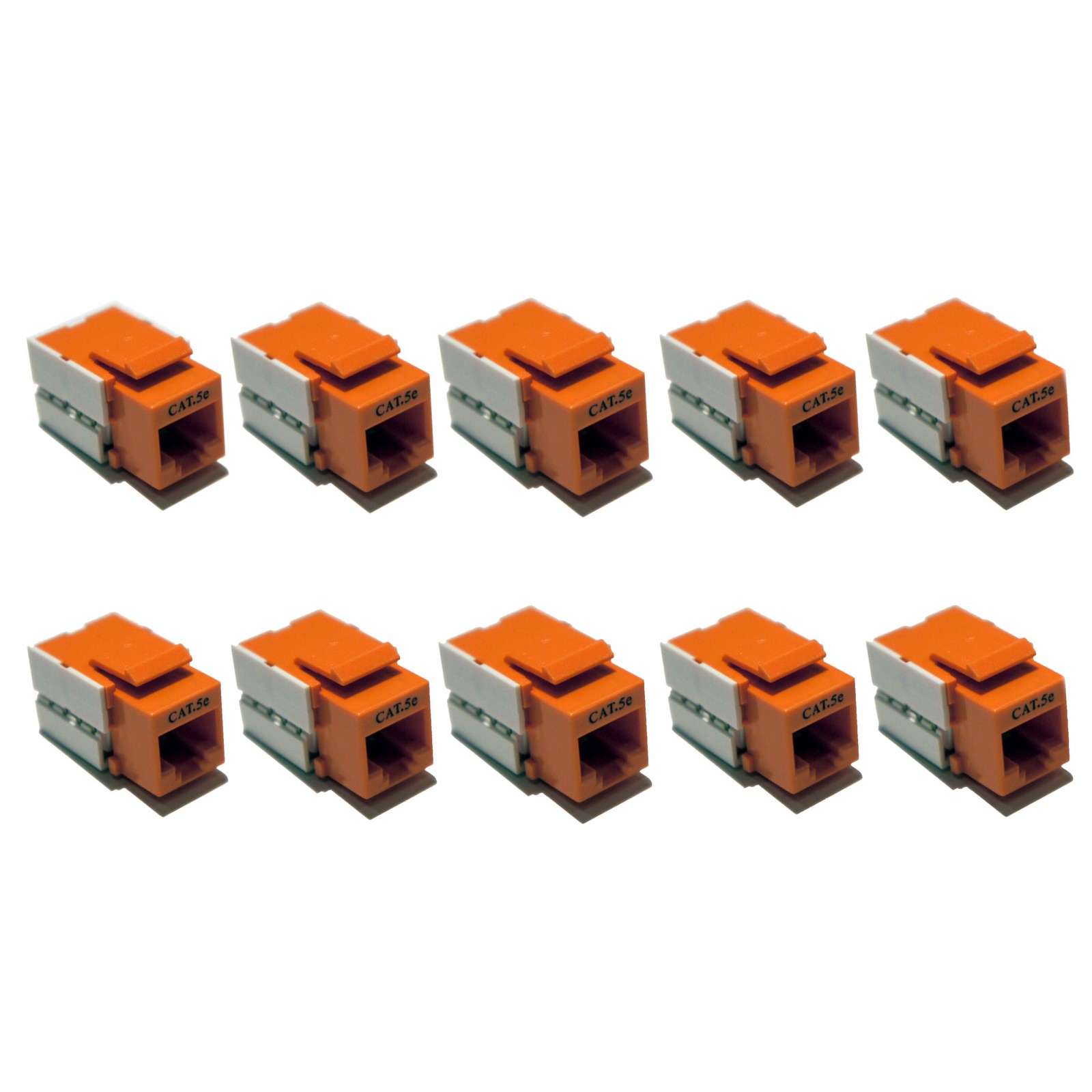 Lot of (10) CAT.5e Cat5e Orange Keystone Data Jack 568B / 568A Internet Ethernet