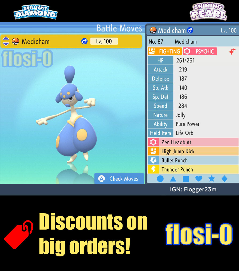 6IV Shiny Medicham Pokemon Brilliant Diamond and Shining Pearl