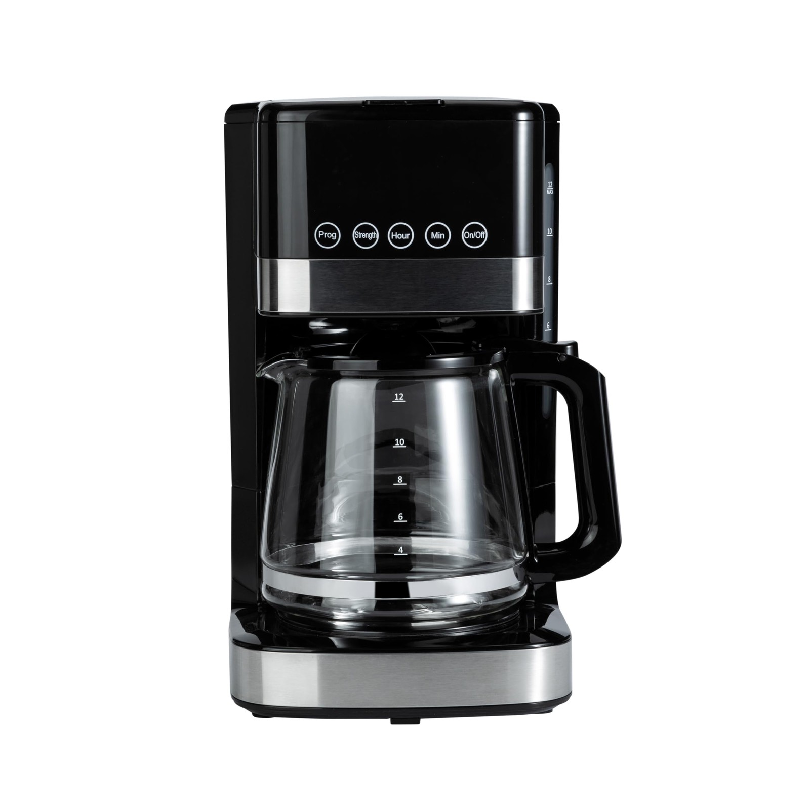 Amazon Basics Programmable 12 Cup Drip Coffee Maker, 12-Cup, Black & Silver