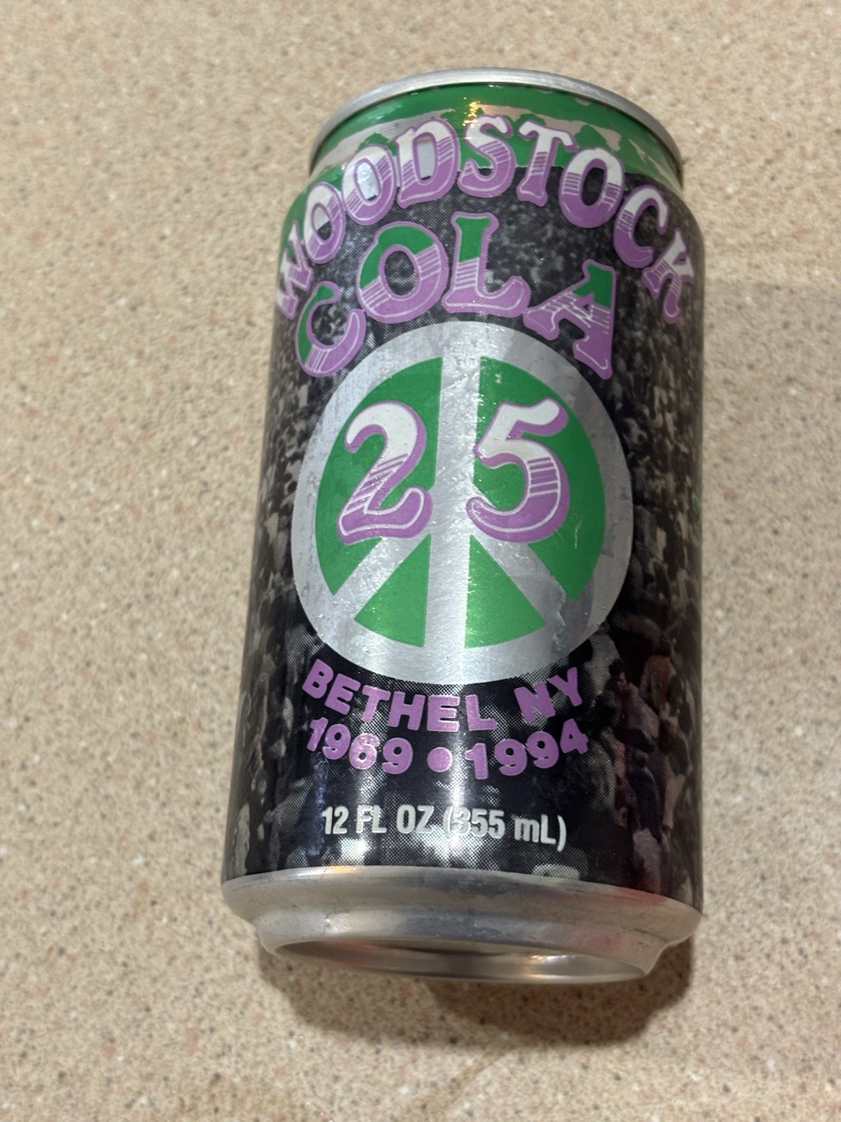 Vintage Woodstock Cola 25th Anniversary Aluminum Soda Can 1969 - 1994. Rare