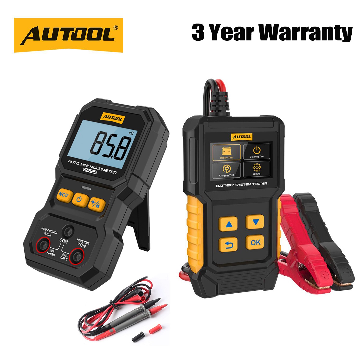 Car Battery Tester 12V-24V Battery Load Tester AC DC Digital Multimeter NCV Test