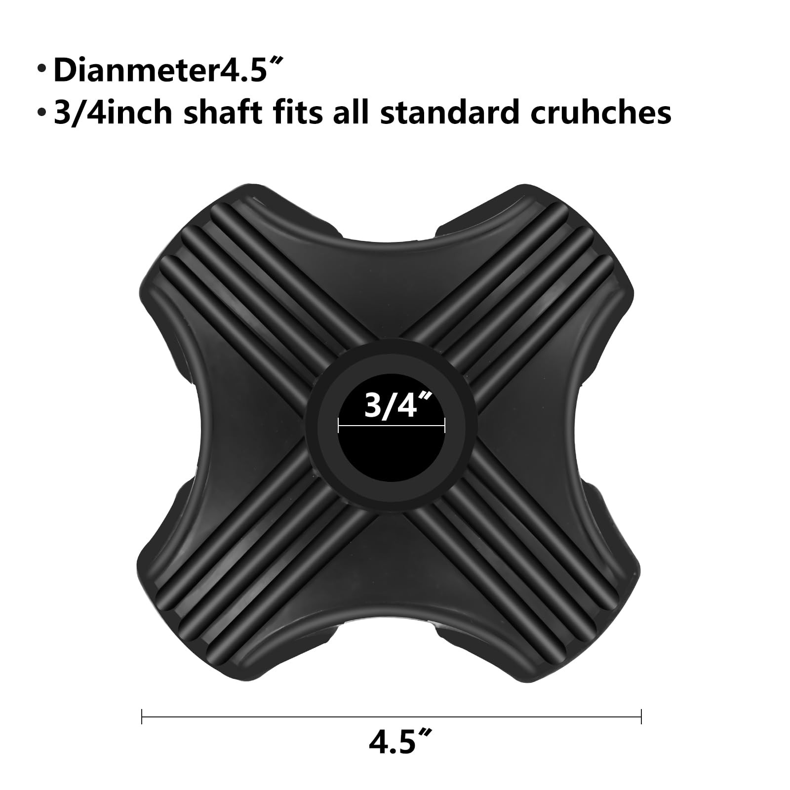 3/4 Inch Self Standing Quad Rubber Base Cane Tip Replacement for Most Canes