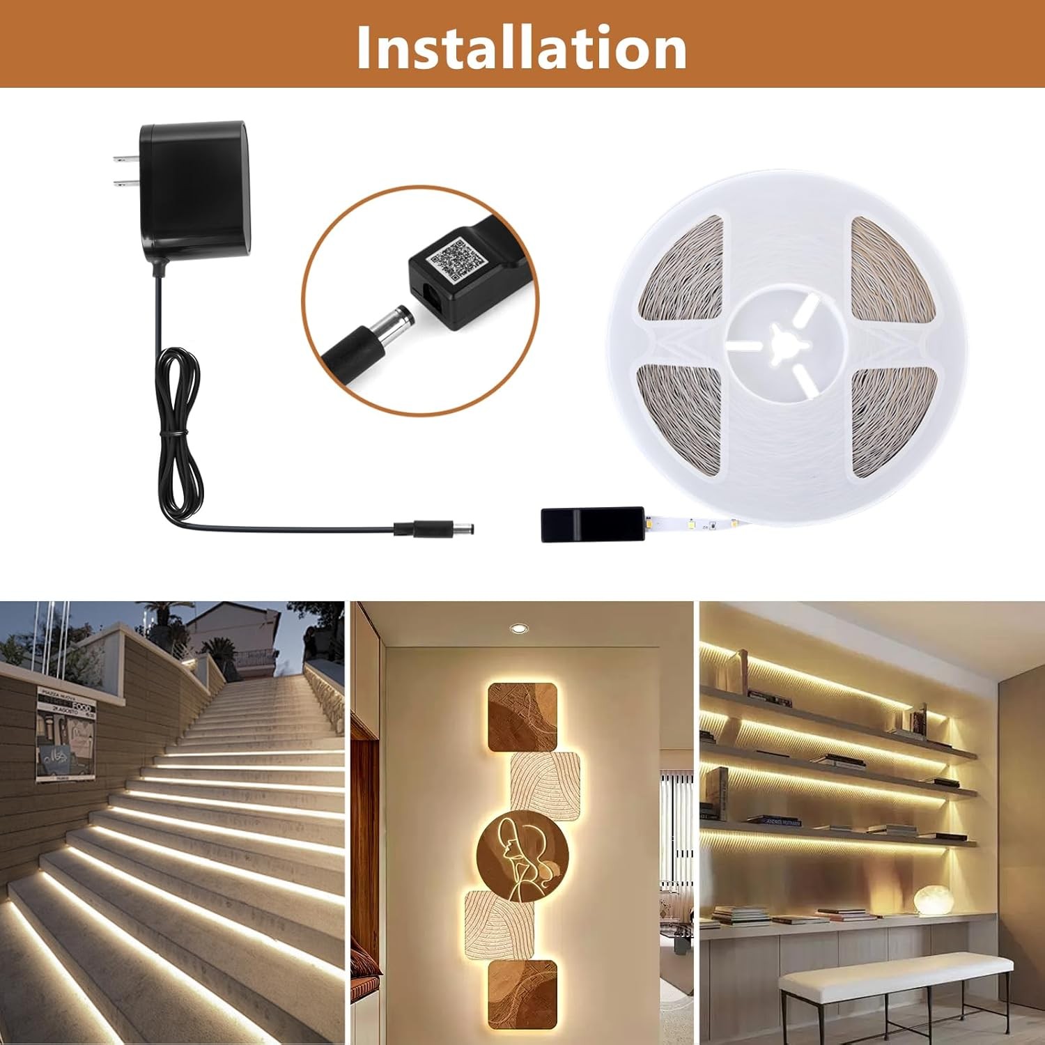 White LED Strip Lights, 100ft Dimmable Bright 24V Led Tape Light with Remote App