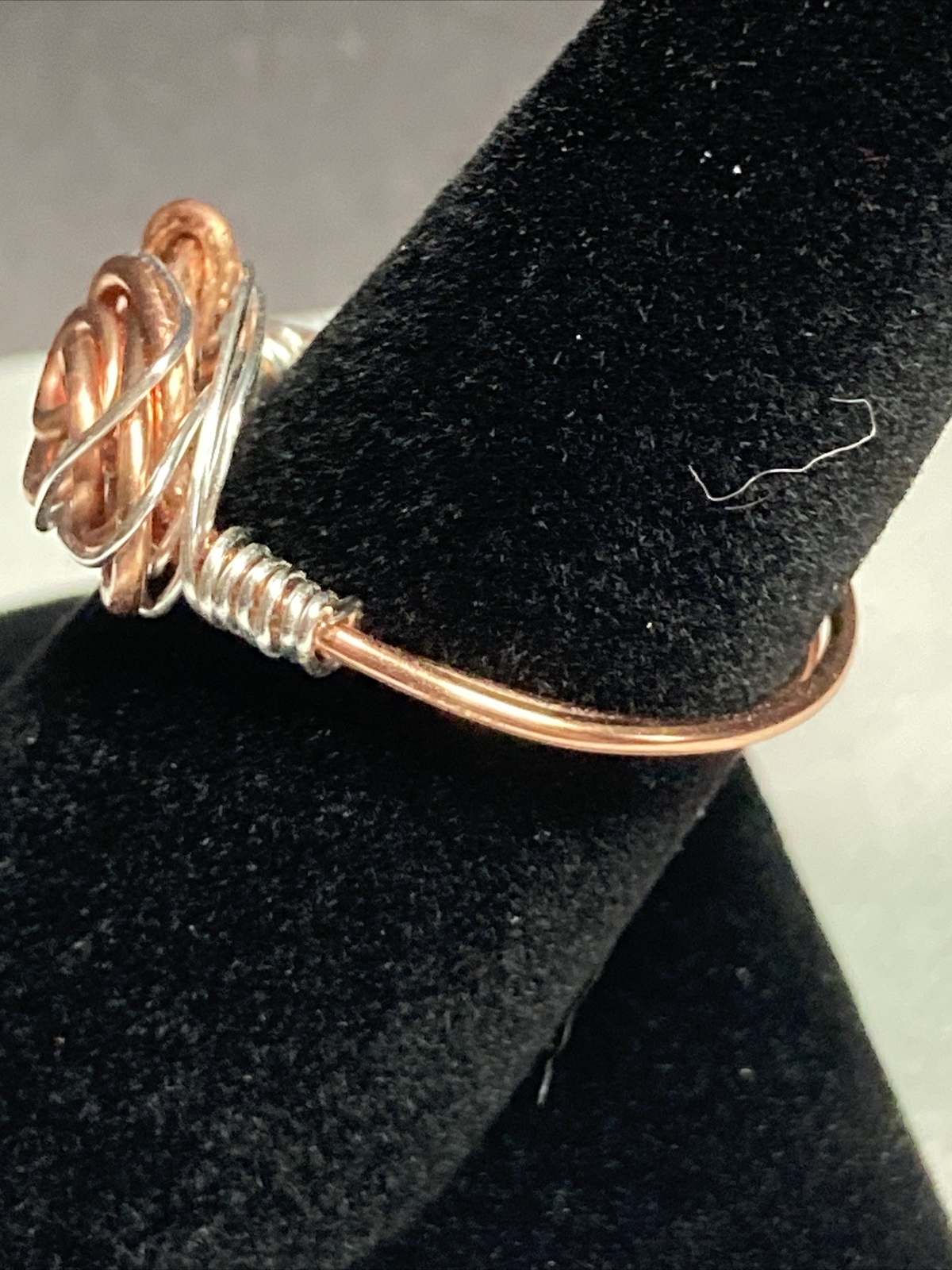 Rose Ring Silver Plated Copper/ Copper Protective Coat Sz 8 Handmade