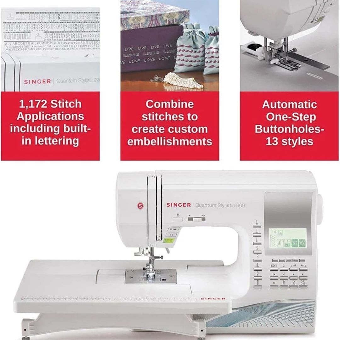 SINGER Quantum Stylist 9960 Computerized White Sewing and Quilting Machine