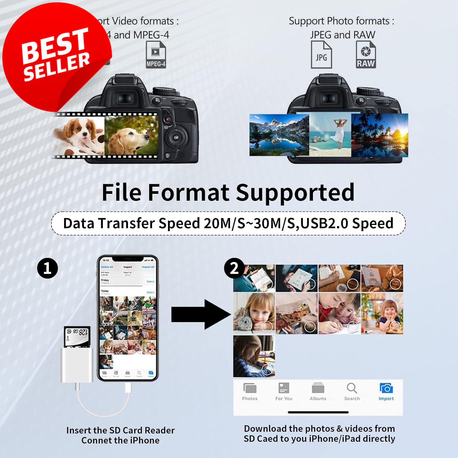 USB C SD Card Reader Dual Slot SD MicroSD Adapter iPhone 15 16 iPad Mac - US