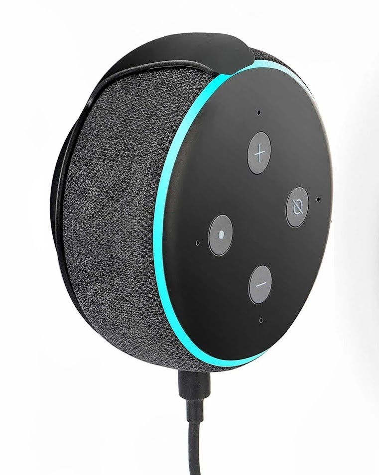 Echo Dot 3rd Gen Wall Mount Holder Black with Cable Management Adhesive Screws