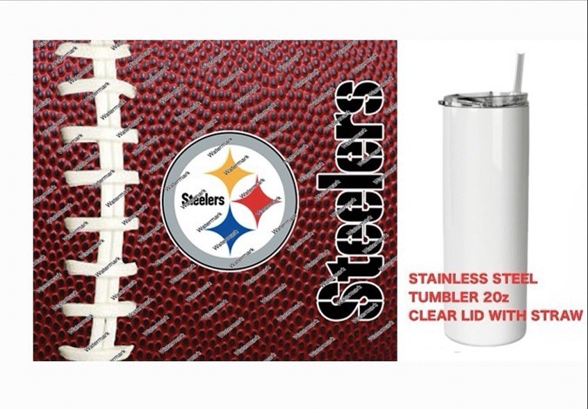 STEELERS  - Pig skin Football - Tumbler 20 oz Stainless Steel