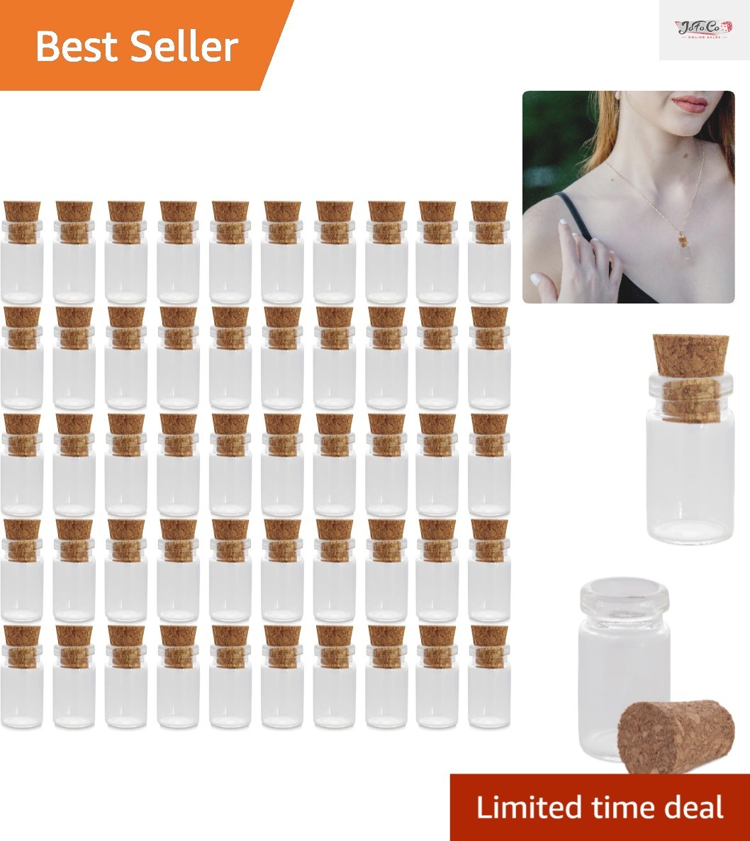 50 Pack Mini Glass Bottles with Cork Stoppers - Perfect for Crafts & Favors