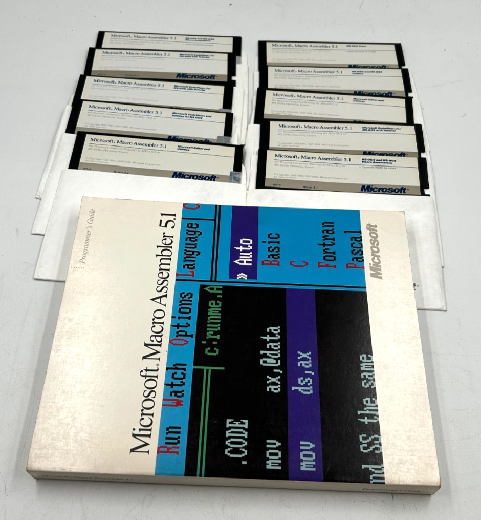 Microsoft Macro Assembler 5.1 OS/2 & MS-DOS Software 5.25" Disks
