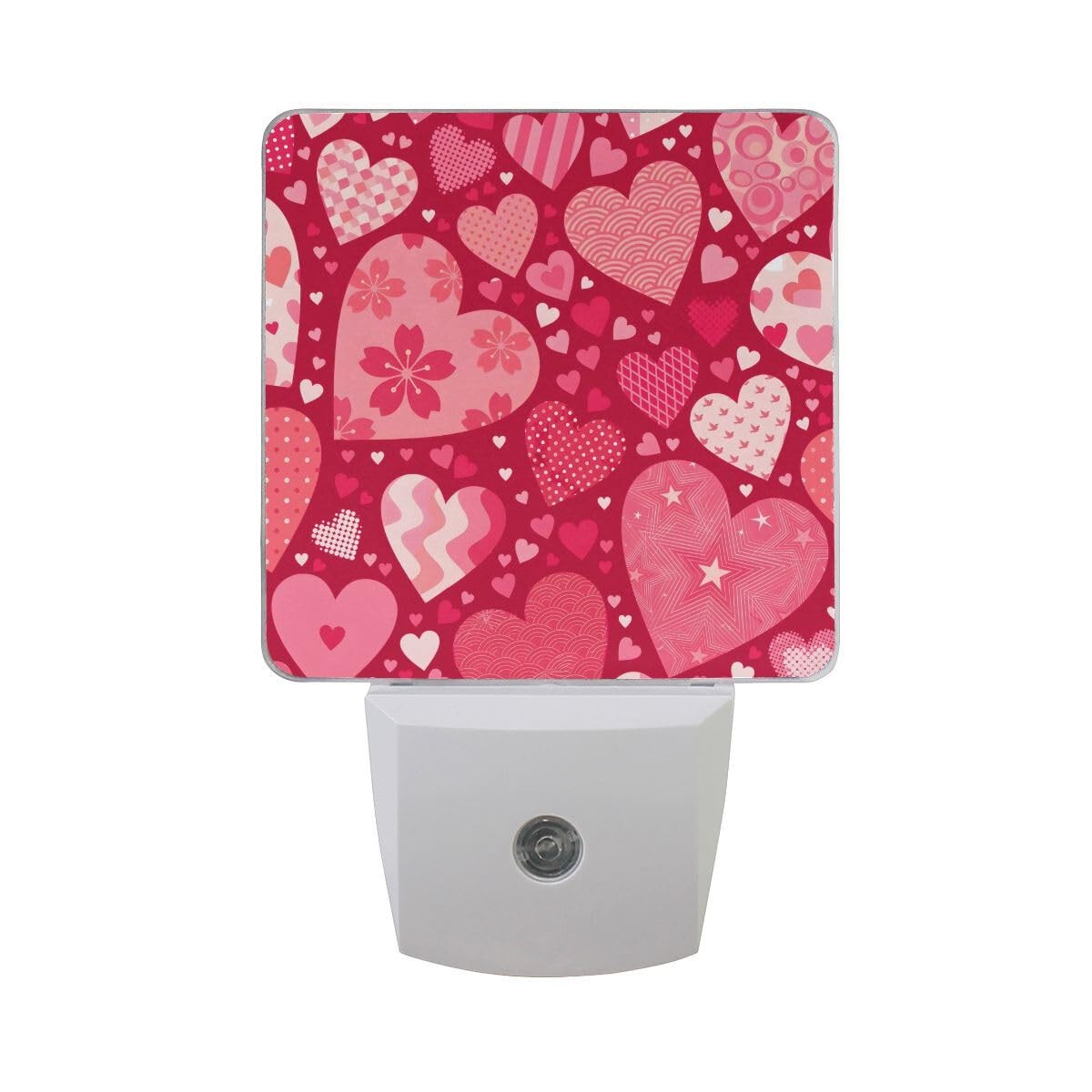 2 PCS Happy Valentines Love Heart Pink Night Light Dusk to Dawn Sensor Decor