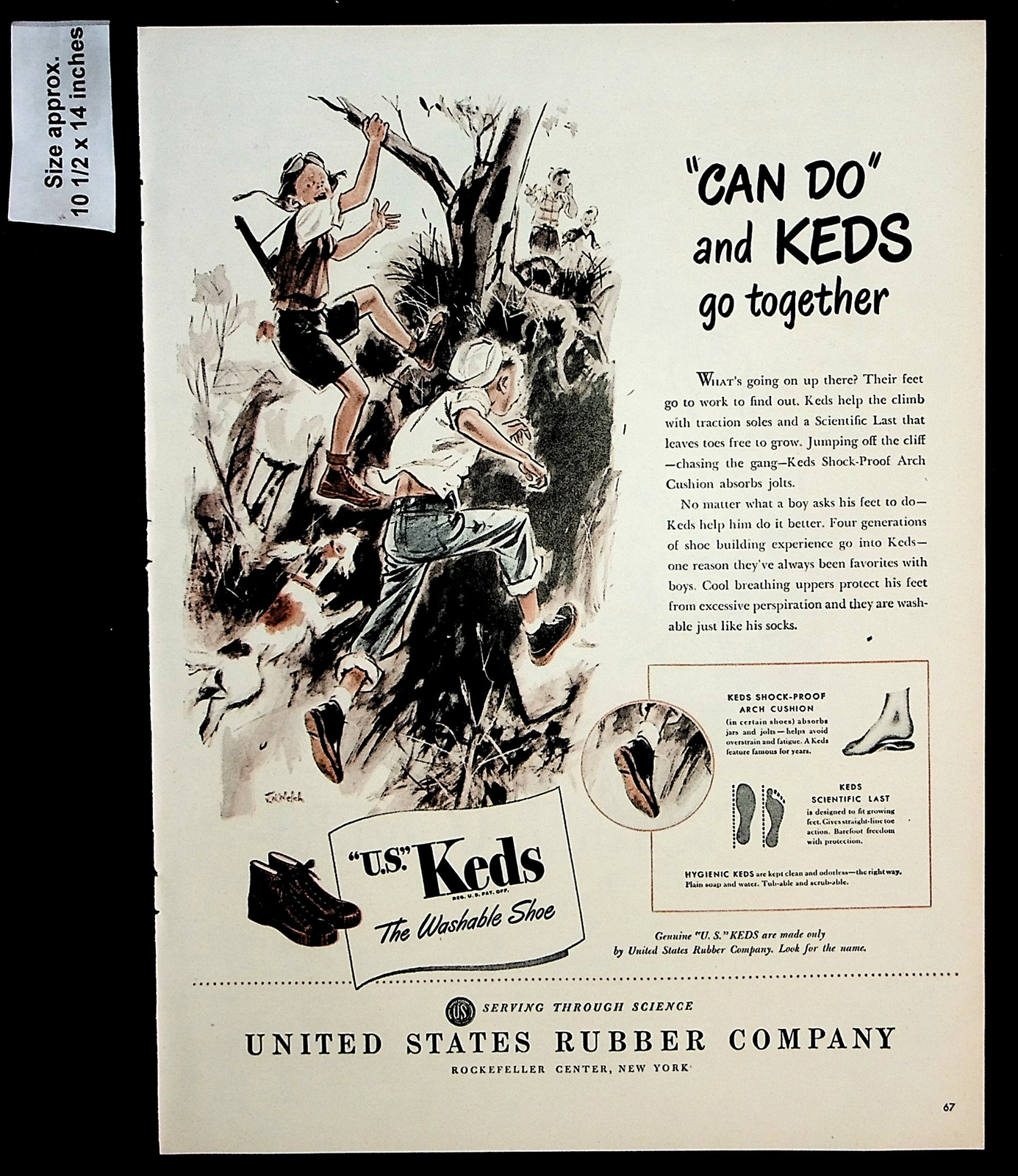 1943 U.S. Rubber Company Keds Kids Shoes Washable Fashion Vintage Print Ad 39228