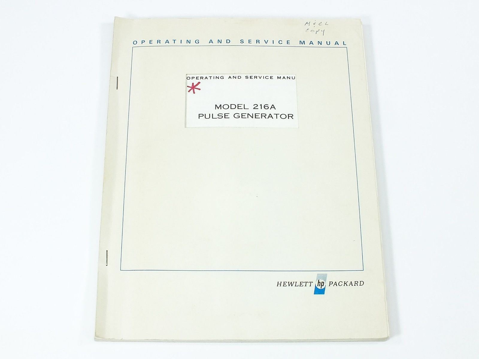 HP 216A Pulse Generator Operating and Service Manual