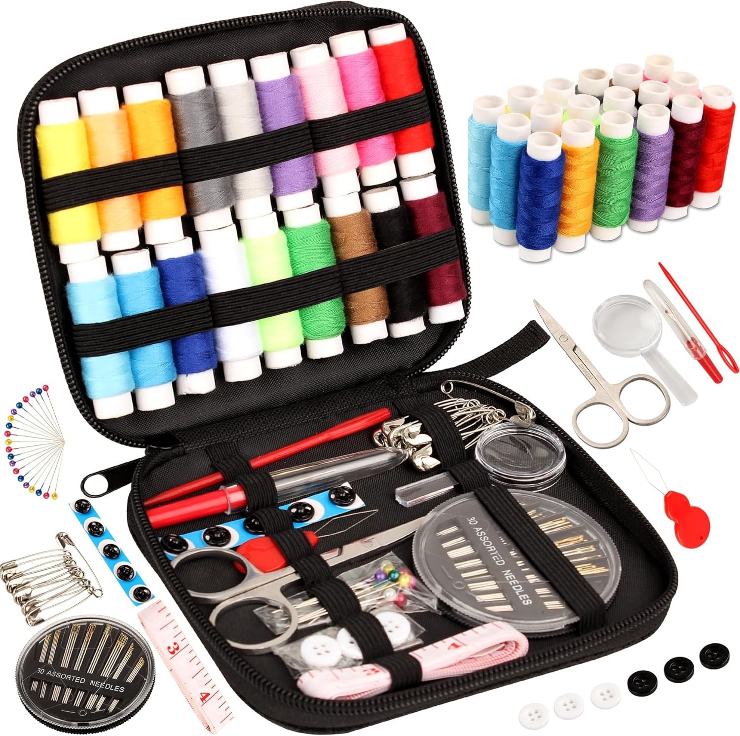 Basic Sewing Kit Needle Thread Set Scissors Tape Measure Travel Repair Kit