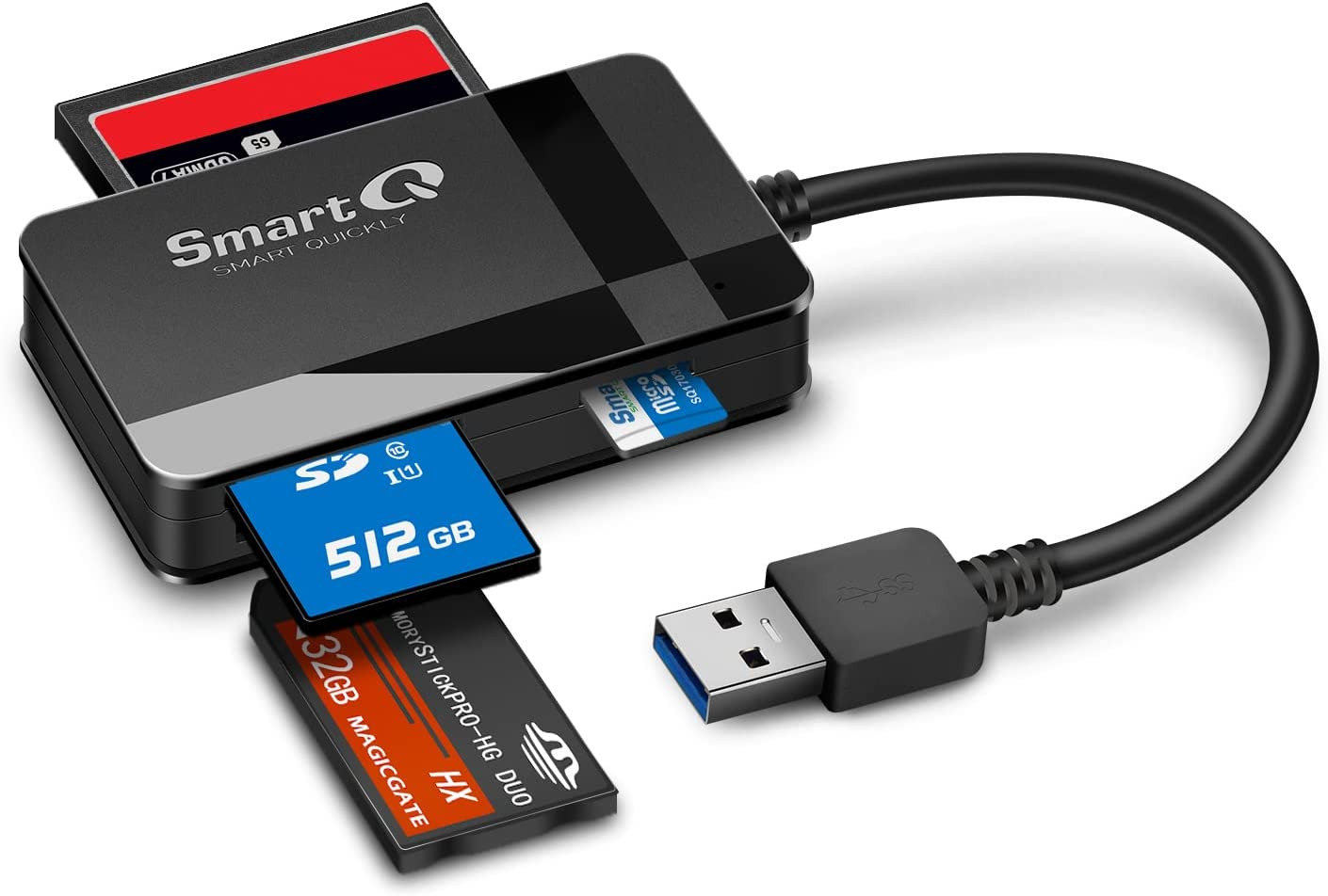 4-in-1 Memory Card Reader, SmartQ C368 USB 3.0– Fast, Compact & Universal
