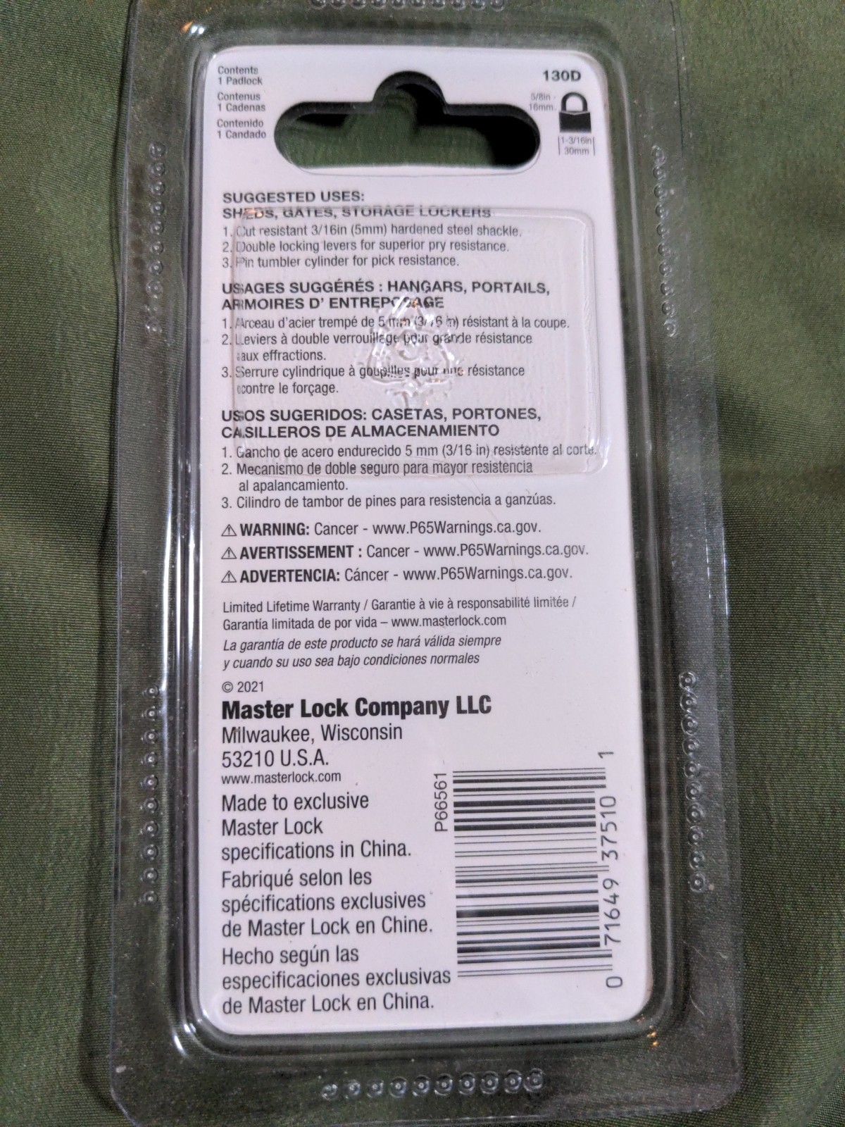 Master Lock Padlock Model 130D (LOT of 4)