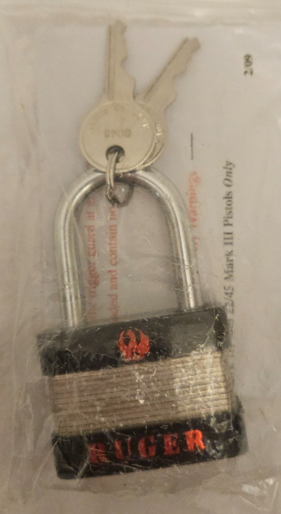 Pistol padlock factory Ruger 5015NV for MKIII and 22/45 Mark 3 models 1 1/2" new
