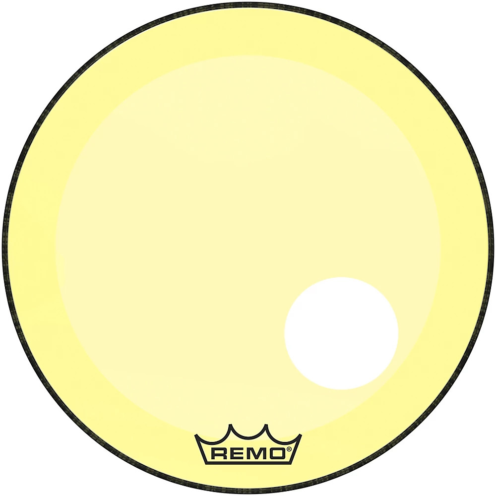 Remo Powerstroke P3 Colortone Yellow Resonant Bass Drum Head 5" Offset Hole 22"