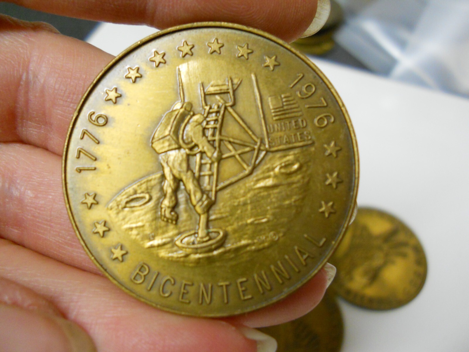 x5 NASA Bicentennial Brass Dual Challenge Coins 1776-1976 200 Years of Freedom