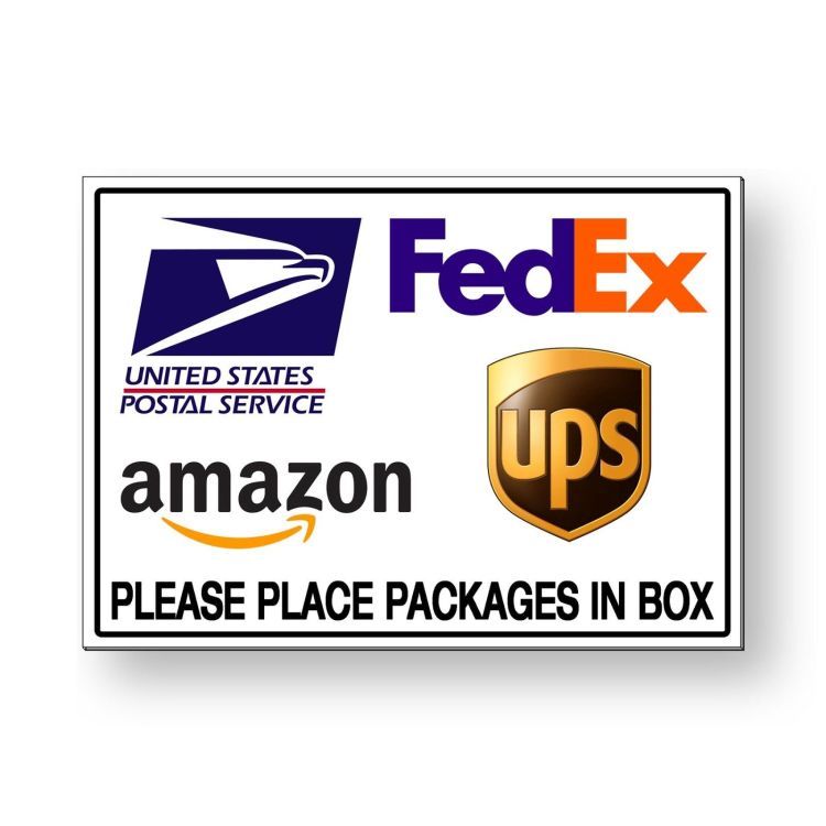 Package Delivery Place Packages In Box Sign METAL usps ups amazon MS026