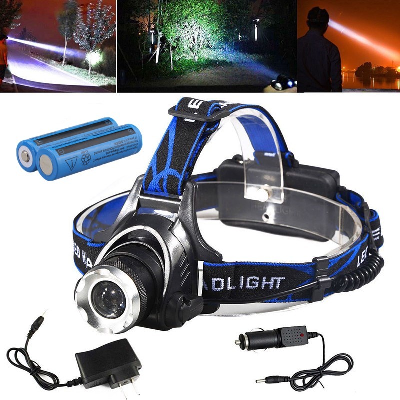 Zoomable LED Headlamp Rechargeable Headlight Camping Head Torch Flashlight US