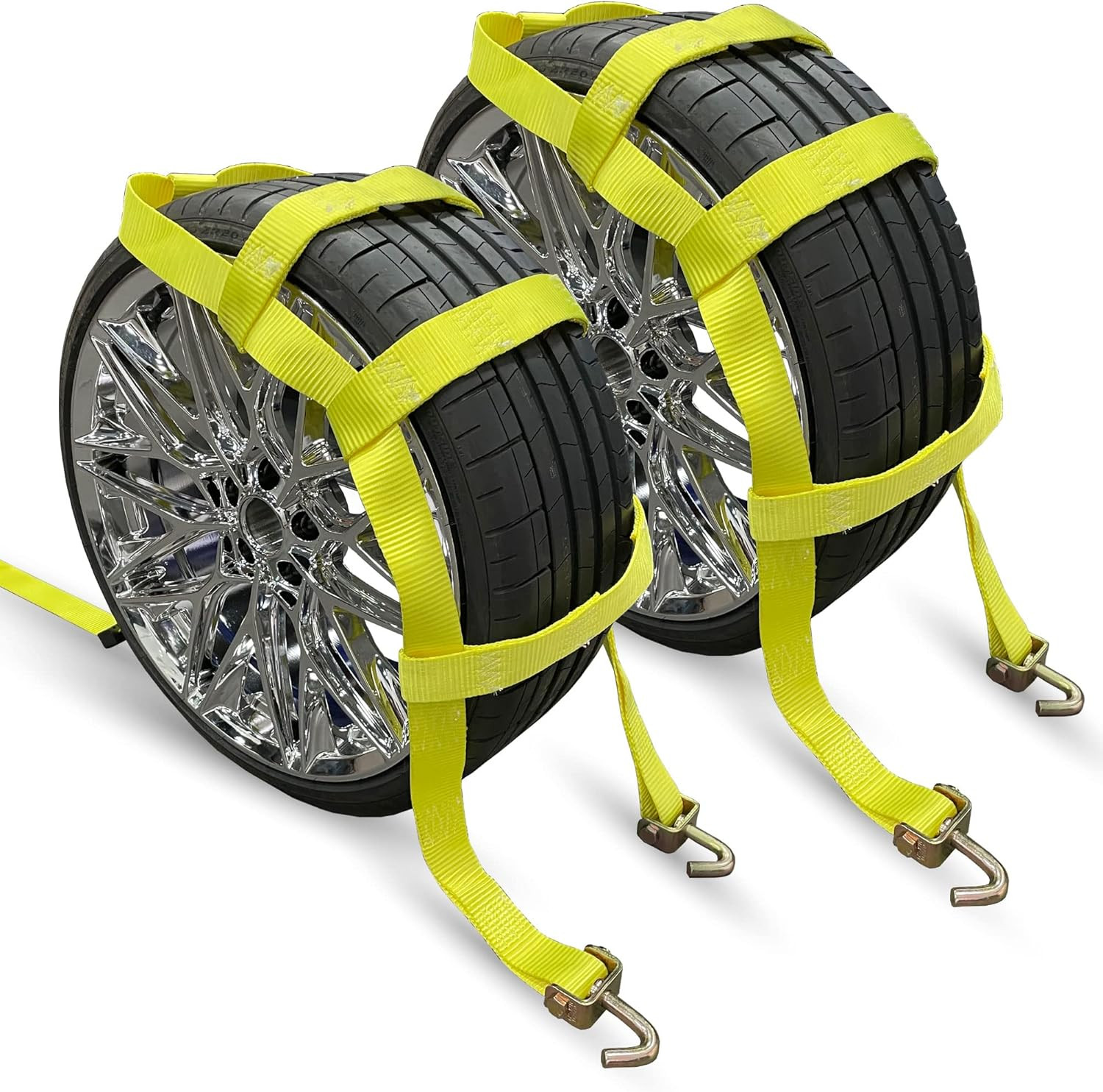 Adjustable Wheel Net Tow Basket Straps with Swivel J Hooks (2 Pack) - Universal