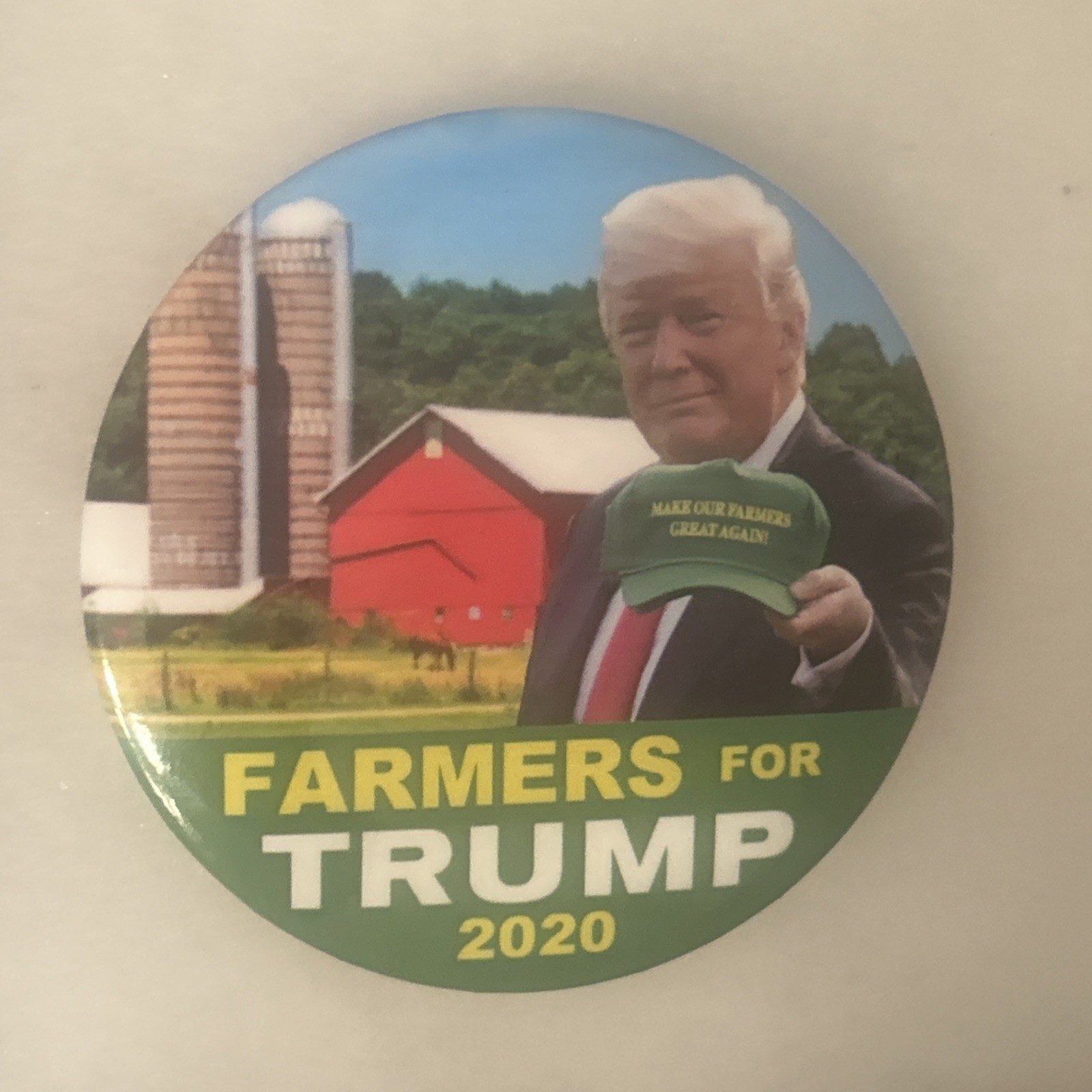 Farmers For Trump 2020  3” pinback button pin