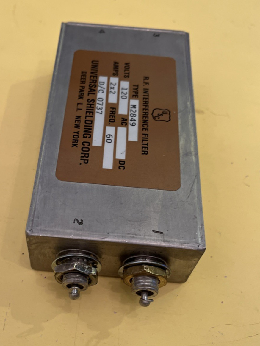 RF Interference Filter 2 wire 120VAC 60Hz 2x2 Amps Data, Security M2849 D/C 0737