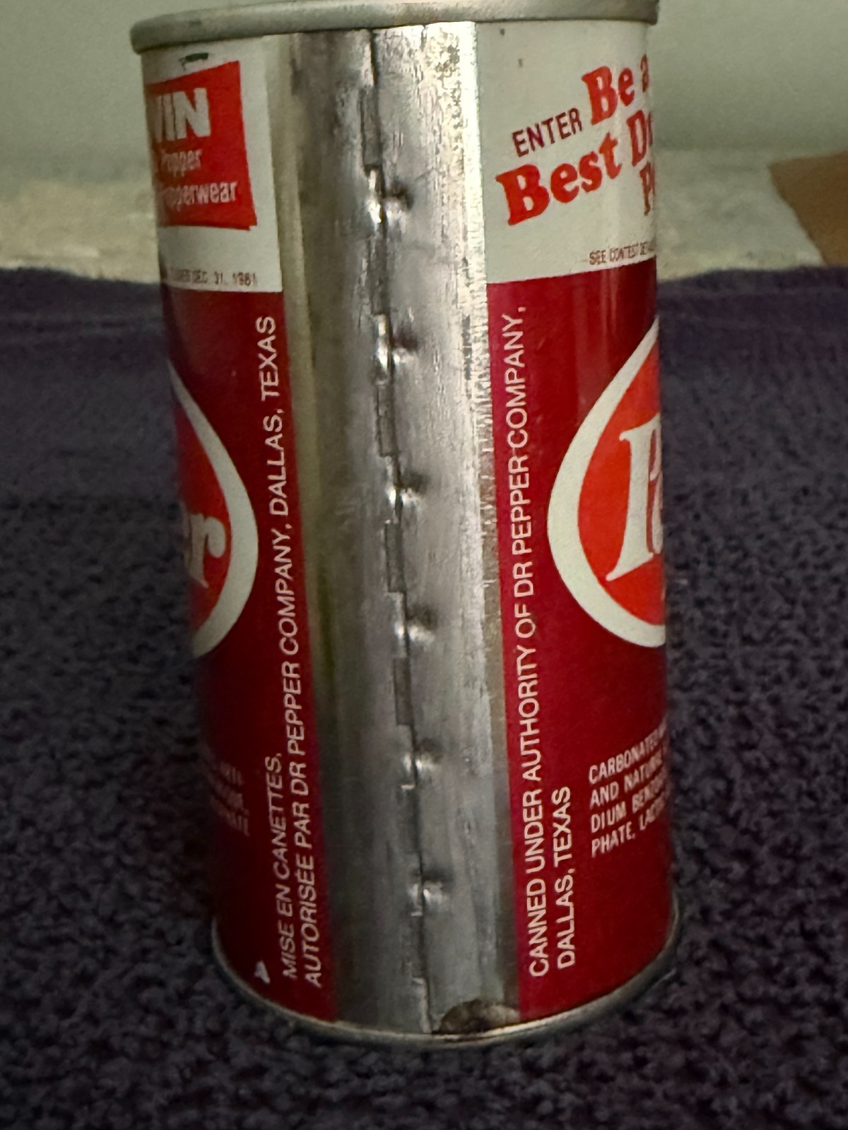 Rare VTG 1970"s DR Pepper TEST CAN First Button Top 280ml Canada Sample