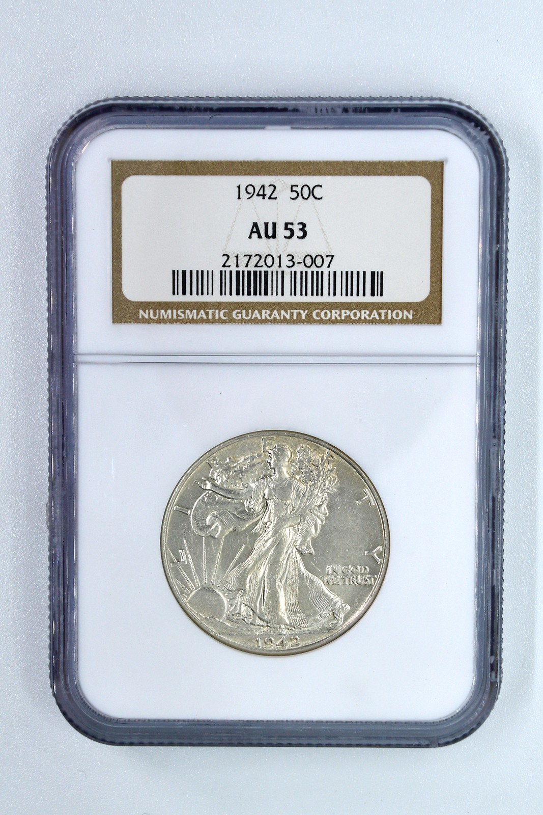1942  Silver Walking Liberty Half Dollar NGC AU53