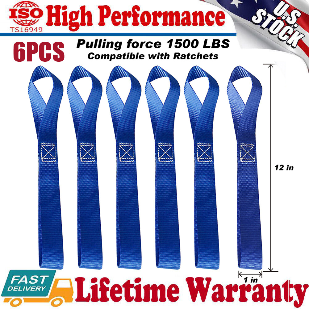 6x Soft Loop Tie Down Straps Ratchet 4500lbs For Motorcycle Dirt Bike Heavy Duty