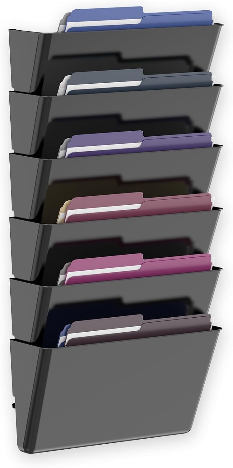 6 Pockets Acrylic Wall File Organizer Clear Wall File Holder Plastic Hanging