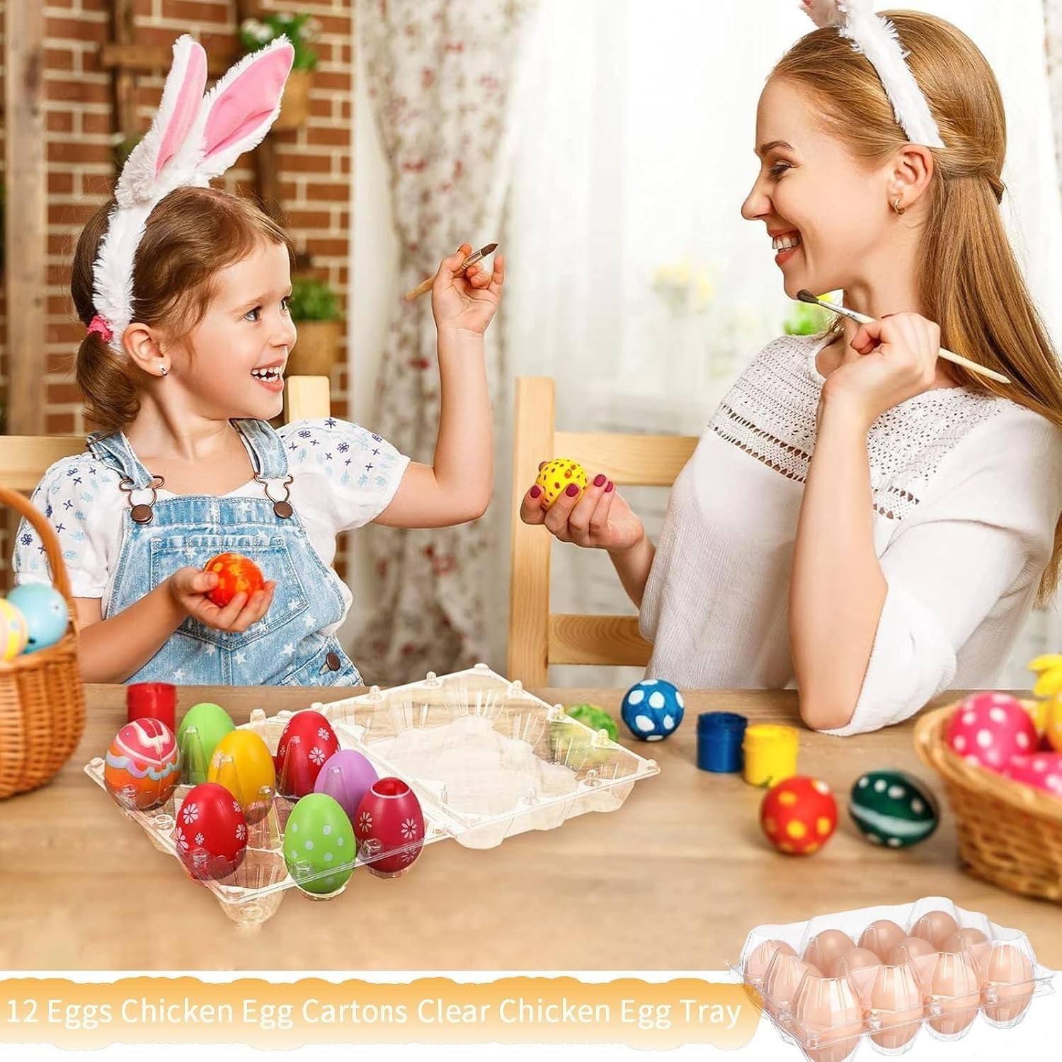 Space-Saving 12 Pack Egg Cartons - Clear Reusable Plastic for Safe Egg Storage