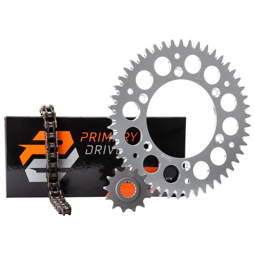 Primary Drive Chain and Sprocket Kit-Aluminum Rear/O-Ring Chain Silver Rear