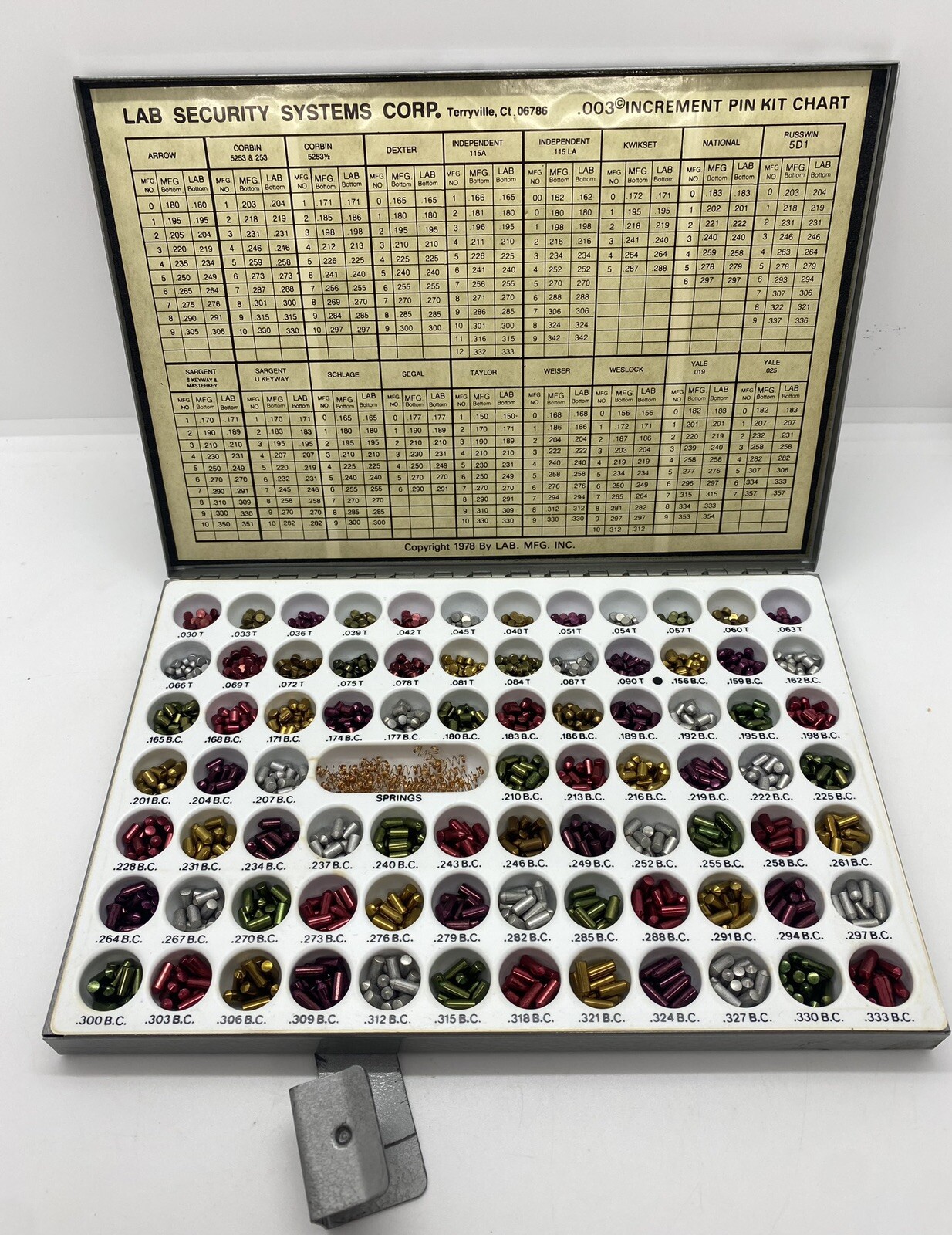 Vintage LAB Professional Pin Kit .003 Increment Mini Lock Set 1978