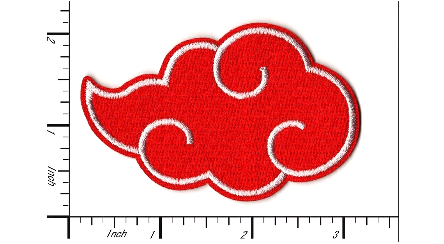 Naruto Akatsuki Red Cloud Symbol Anime Embroidered Iron On Patch DIY Applique