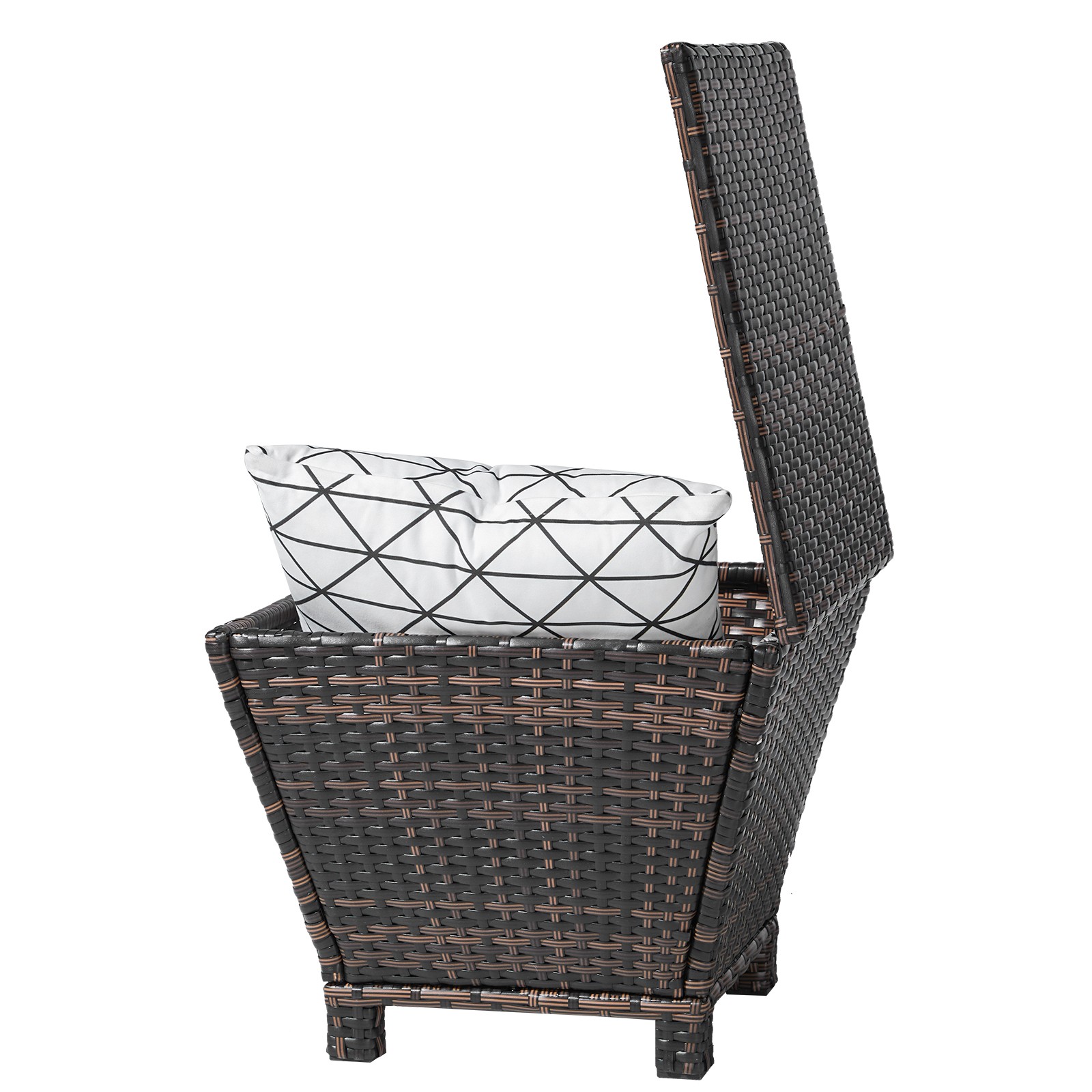 Outdoor Multi-brown Wicker Square Side Table Small Patio Storage Bin Brown
