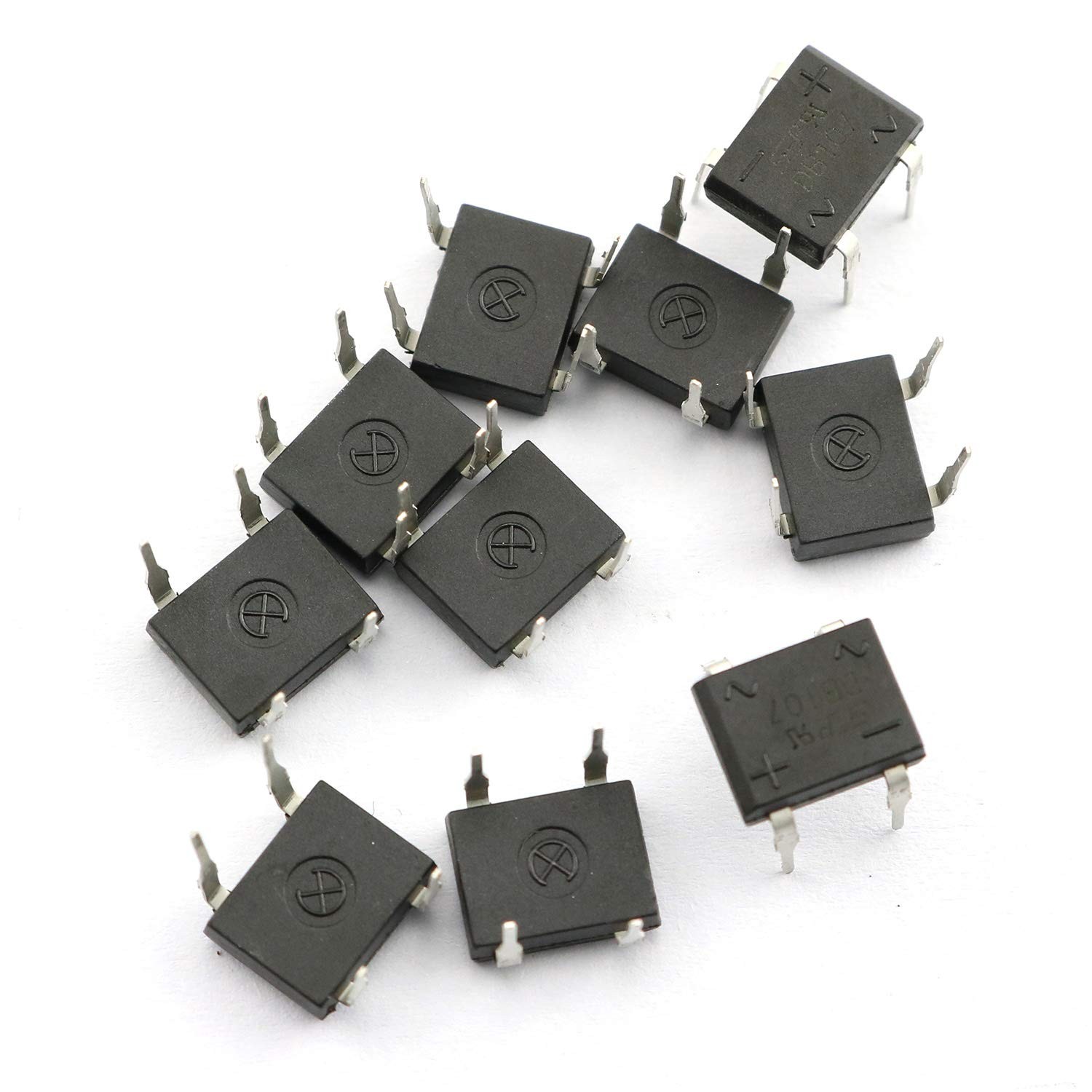 Tegg DB107 Bridge Rectifier 10PCS Electronic Silicon Diodes 1A 1000V 4-Pin Si...