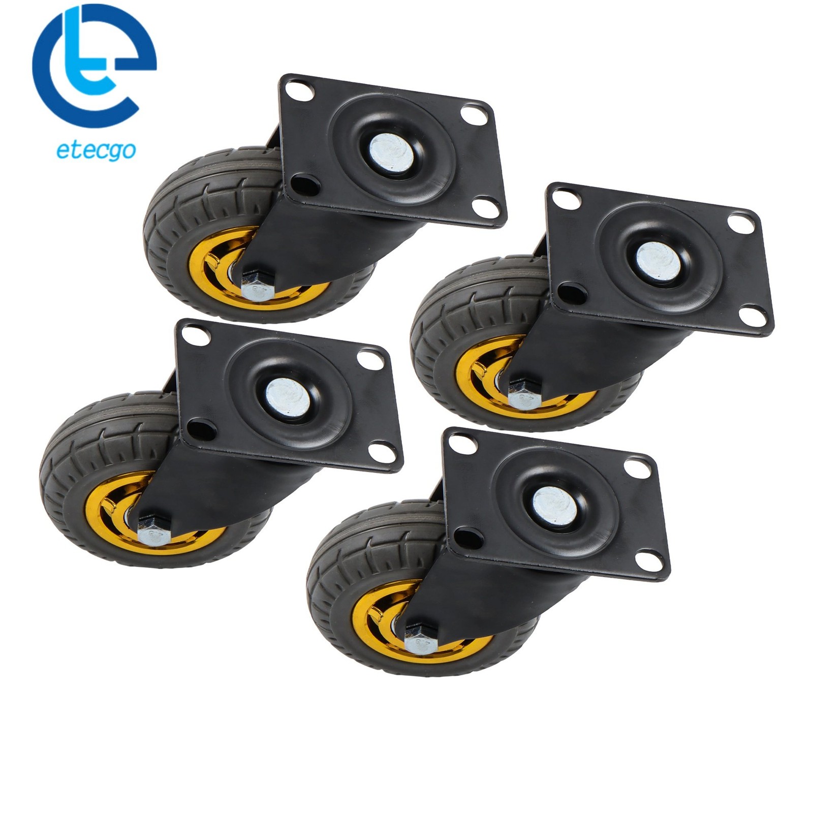 4 Pack Universal Casters Soft Rubber Grey Non-Marking 4" Swivel Casters Wheels