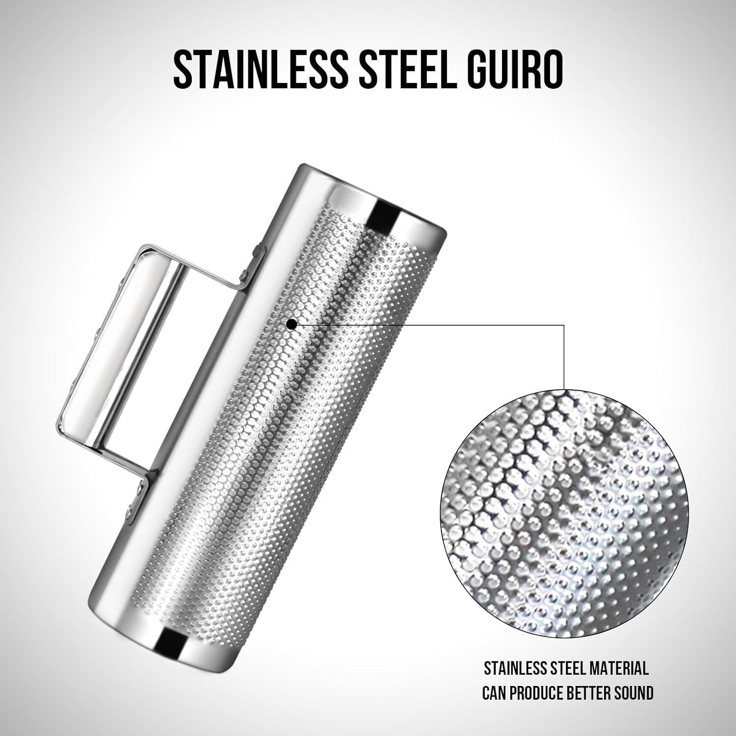 Guiro Instrument Stainless Steel Guiro 8" 3" Professional Metal Shaker with Scra